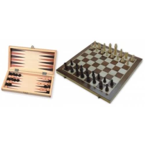 Schaak/Backgammon Klapcasette Ingelegd 29cm
