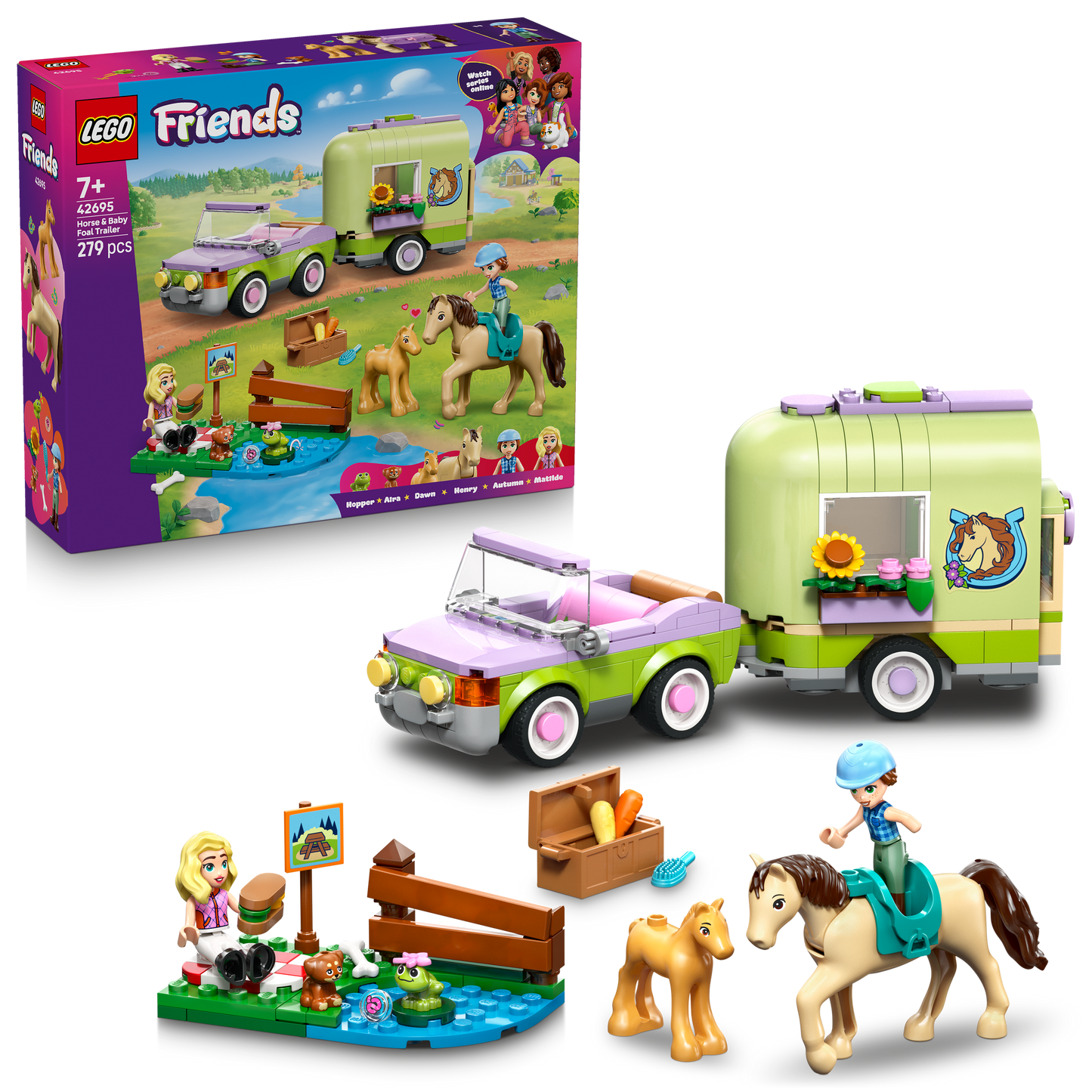LEGO Friends Trailer met Paard en Veulen Bouwpakket met Speelgoed voor Kinderen en Poppetjes 42695
