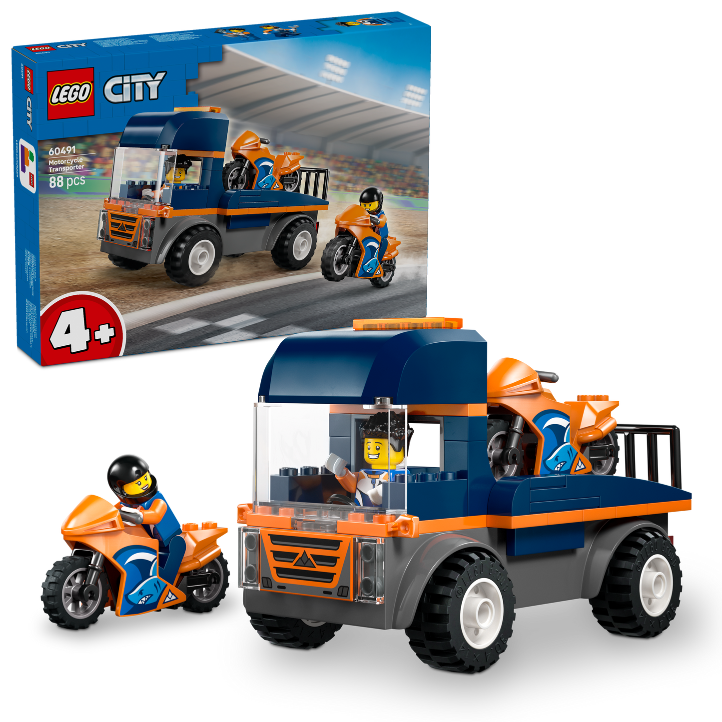 LEGO® City Transportwagen voor Motoren - Bouwset met Speelgoedvoertuig - 2 Minifiguren - 60491