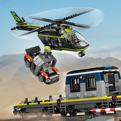 LEGO City Overval op Politietrein Speelgoed voor Kinderen - Trein Bouwpakket met Ovaal Spoor, Helikopter, Rallyauto en 6 Minifiguren - Verjaardagscadeau voor Jongens vanaf 7 Jaar - 60508