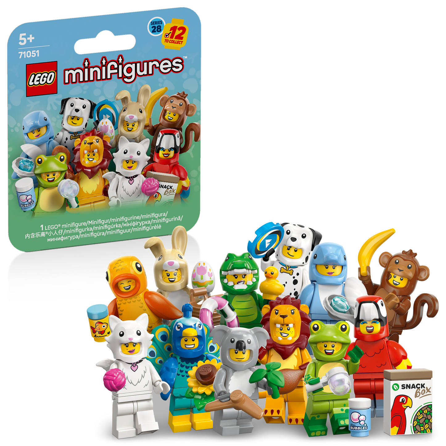 LEGO Minifiguren Serie 28: Dierenkostuums Dieren Speelgoed met 1 van 12 Willekeurige Figuren 71051