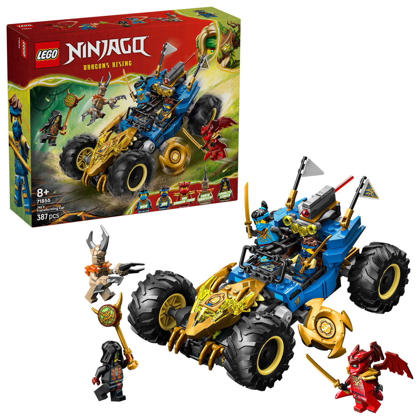 LEGO® NINJAGO® Jay's Transformerende Auto - Ninja Speelgoedauto - Bouwset met 5 Minifiguren - 71856