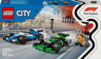 LEGO F1 Startlinie mit VCARB- und Sauber-Formel-1-Autos 60474 City